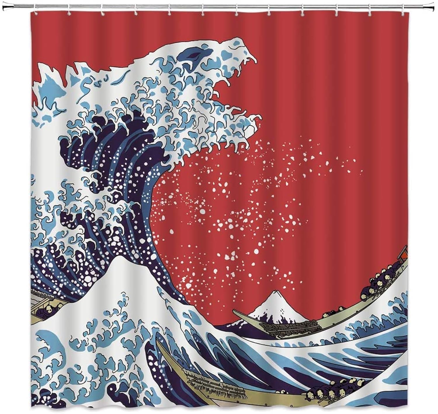 Amazon.com: Sunhe Japanese Great Waves Shower Curtain Blue Vintage